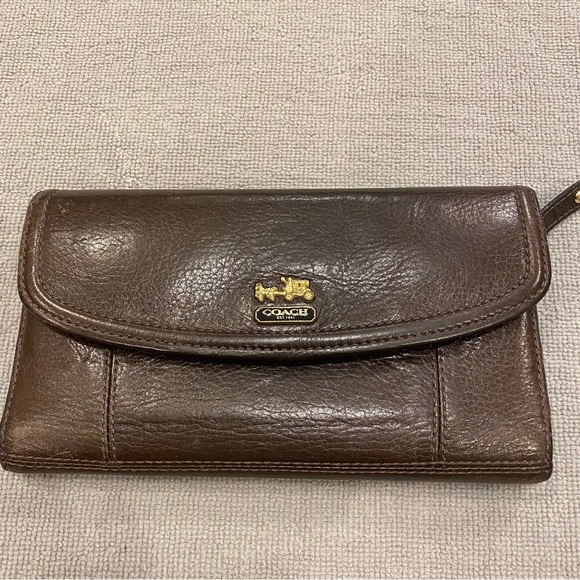 Coach | Bags | Coach Madison Leather Wallet Rare Chocolate Brown Color ...